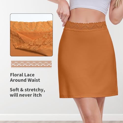 Image of MANCYFIT Half Slips for Women Underskirt Short Mini Skirt with Floral Lace Waistband