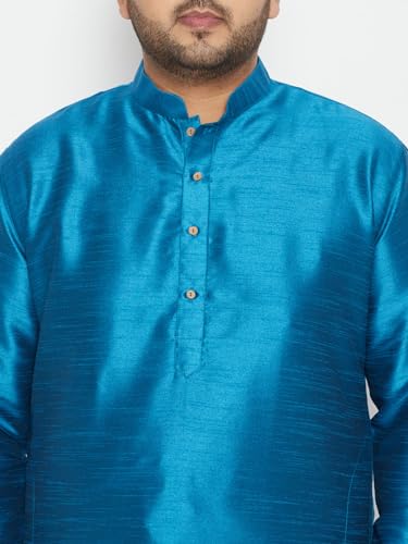 Image of Vastramay Plus Men's White Silk Blend Kurta Pyjama Set VPLUSMKWH001nPBL 44 | Independence Day