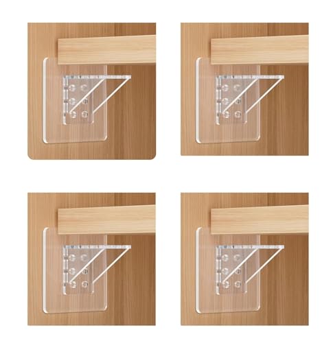 Image of 4 Pack Shelf Adhesive Support Plate Mini Holder Curtain Hook Holder No Drill Wall Hook Strong Furniture Shelf Pins Support Fixing Sticking Brackets for Home Kitchen