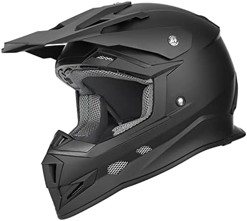 GLX GX23 Dirt Bike/Motocross Helmet - Matte Black, Large - DOT Approved