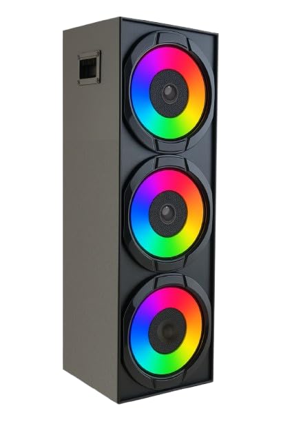 Image of Grand Party Box 400, 250 W Peak Power Home Theater Tower Speaker with Bluetooth 5.0, Powerful 10 inch Woofer, RGB Lightshow, USB /FM /Mic Inputs, 220V