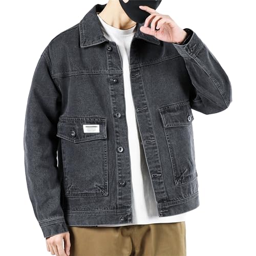 Maiyifu-GJ Men's Denim Trucker Jackets Fashion Slim Fit Jean Jacket Vintage Distressed Motorcycle Coats Cotton Outerwear