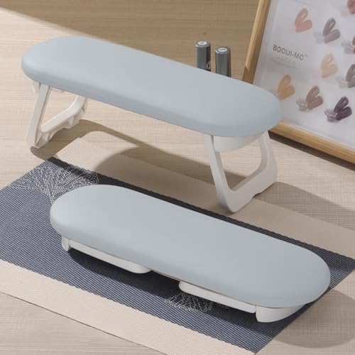 Diesisa ネイルアームレスト 折りたたみ式 ネイル用ハンドレスト 肘置き 防水 PUレザー アームレスト ネイル ネイル ハンドレスト 手の枕 ネイルアクセサリー サロン ネイリスト用(グレー)