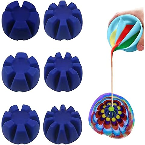 Roadtime 6Pcs Flower Pour Cups, Acrylic Pouring Flower Strainers, Silicone Split Cup for Paint Pouring, Fluid Art Painting Supplies Cover