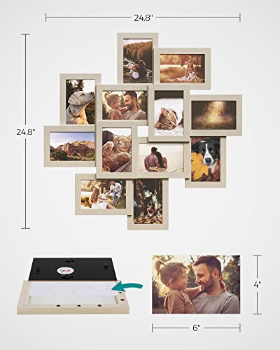 Songmics 4X6 Collage Picture Frames, 12-Pack Picture Frames Collage For Wall Decor, Natural Photo Collage Frame, Multi Picture Frame Set With Glass Front, Assembly Required #TOP3