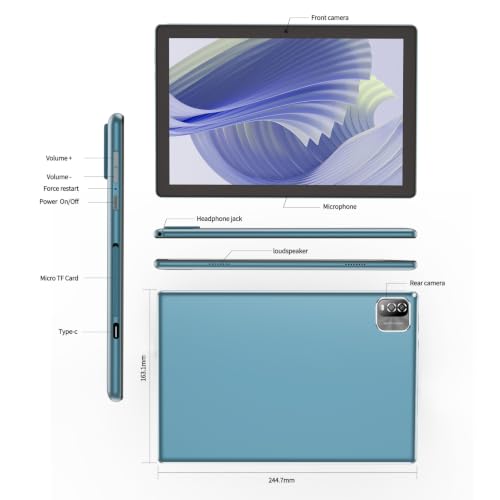 Image of 10 in Android Tablet 64GB+1TB, 1280x800 IPS Dual Camera 6000mAh (Blue)