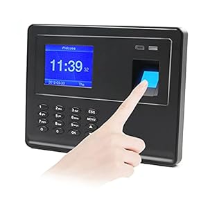 Fingerprint Reader,Biometric Fingerprint Password Time Attendace Machine Employee Checking-in Time Clock Recorder Reader with 2.8 Inch TFT Screen Multi-Language Built-in Battery Support USB