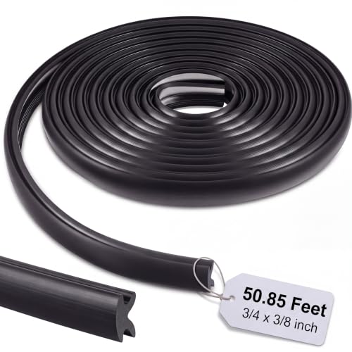 Beeveer 50.85 Feet Boat Rub Rail 3/4 x 3/8 Flexible Rub Rail Vinyl Insert for Boats Black Bumpers Replacement for Boats