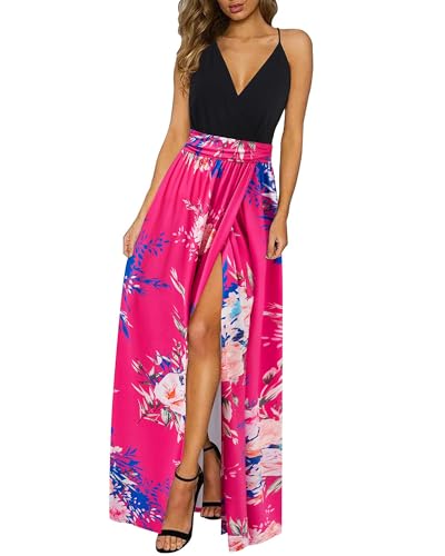 Image of Newshows Women's 2026 Lightweight Summer Wedding Guest Beach Vacation Casual V Neck Split Flowy Maxi Dress