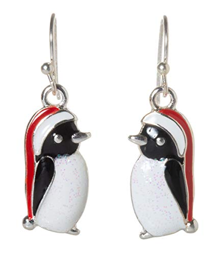 Artisan Owl - Penguin Christmas Hat Dangle Earrings