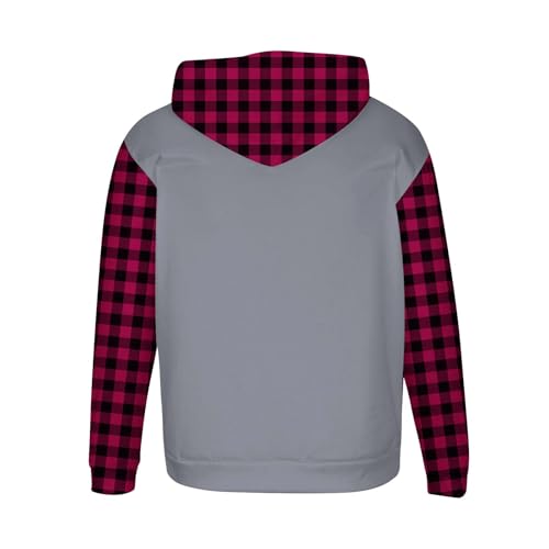 Long Sleeve Plaid Sweatshirts for Men Fleece Casual Hoodie Autumn Winter Sweatshirts Comfort with Pockets Pullover4