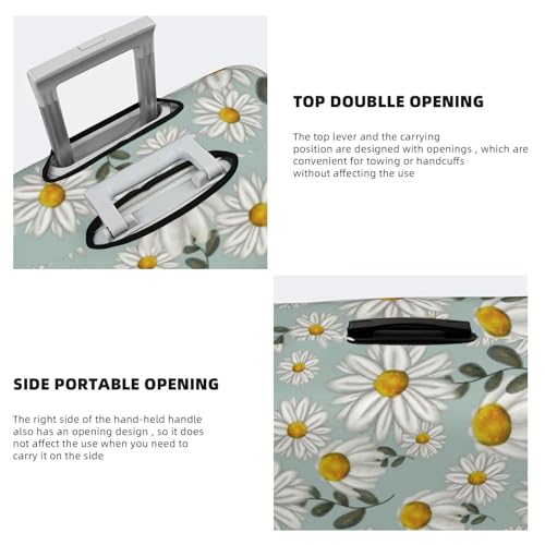 Spandex Travel Luggage Cover,Watercolor Daisy Flowers Suitcase Protector Bag Dust-Proof Washable Suitcase Cover4
