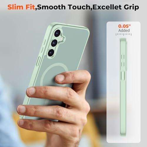 Image of SUPFINE Magnetic for Samsung Galaxy A16 5G Case with Screen Protector, (Built-in Magnets) (Military Grade Drop Protection) Slim Translucent Shockproof Phone Case,Light Green