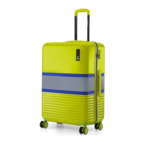 Image of Nasher Miles Mexico Hard-Sided Polycarbonate 8 Wheels Double Spinner Check-in Luggage Neon Green and Grey 28 inch |75cm Trolley Bag, Large