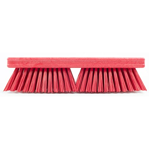 Image of SPARTA Plastic Floor Scrub Brush, Brush Head Only, Deck Brush with ACME Standard Thread Fitting for Deck, Industrial Kitchens, and Hospitals, 10 Inches, Red