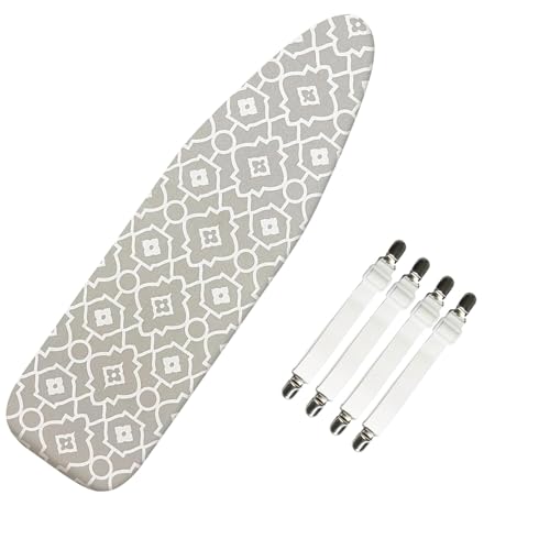 STERIX Ironing Board Cover 110cm34cm with 5mm Thickened Foam 100% Cotton Material 4 Elastic Fasteners Scorch & Stain-Resistant iron table cover Heat-resistant non-slip foldable design