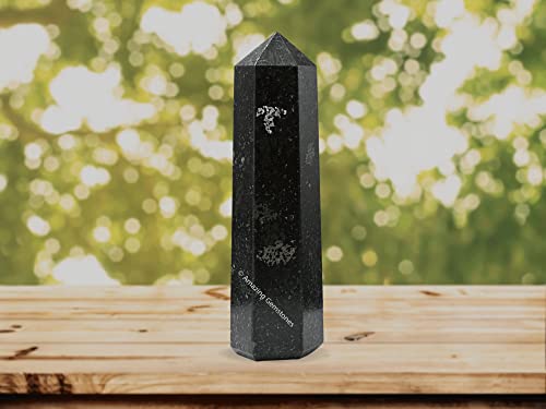 Image of Amazing Gemstone Large Nuummite Crystal Towers ~ Natural Healing Crystal Point Obelisk for Reiki Healing and Crystal Grid (5.5 to 6 INCH)