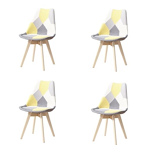 Hjhomeheart Juego De 4 Sillas De Comedor De Tela Patchwork Con Cojín De Asiento Extraíble Y Patas De Madera Maciza Para Comedor, Sala De Estar, Cocina, Etc. Retazos Amarillo Hjhomeheart Juego De 4 Sillas De Comedor De Tela Patchwork Con Cojín De Asiento Extraíble Y Patas De Madera Maciza Para Comedor, Sala De Estar, Cocina, Etc. Retazos Amarillo