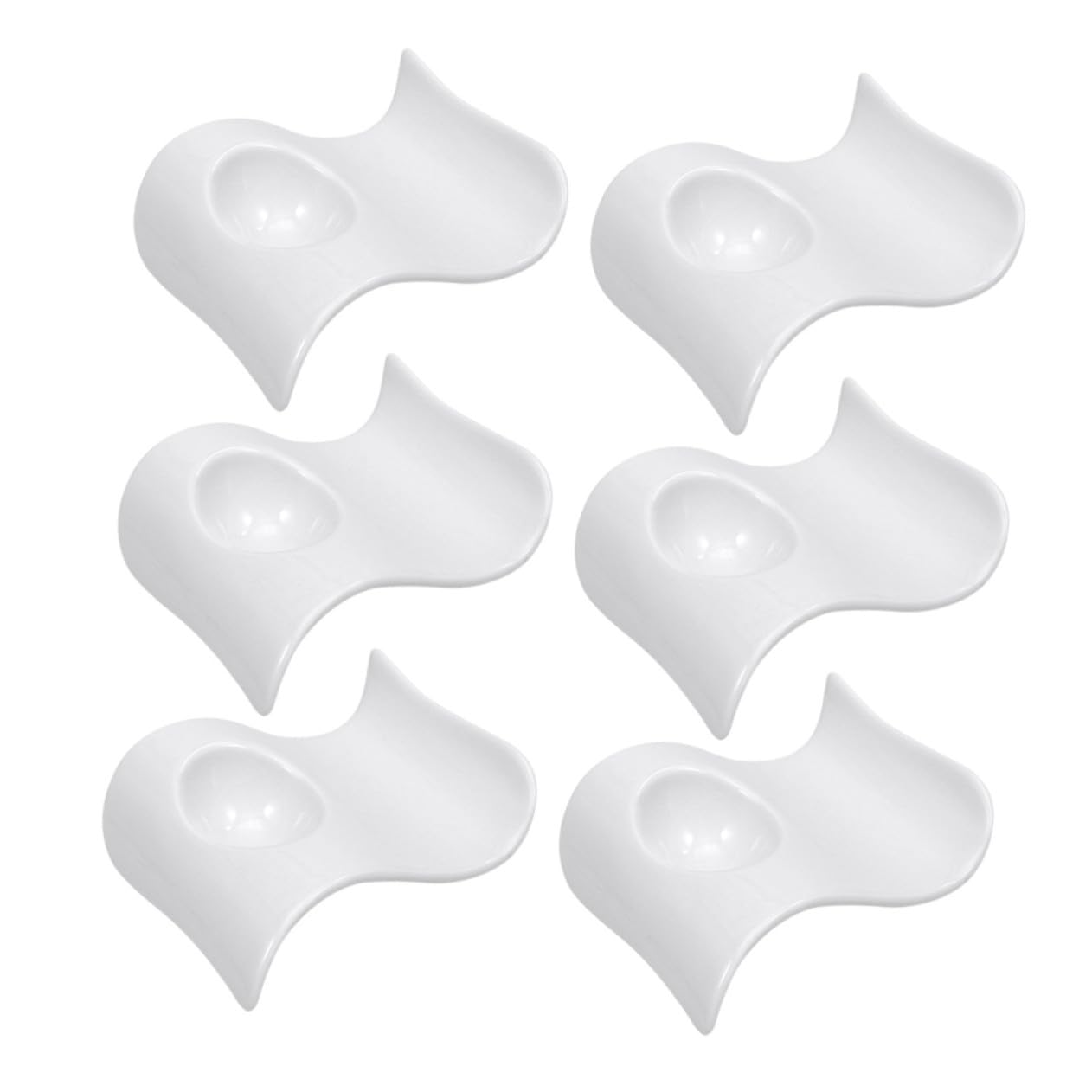 Hemobllo Lot De 6 Porte-œufs en Céramique Blanche, Coupelles Pratiques pour Œufs Durs, Assiettes Multifonctions Maison Service à Table