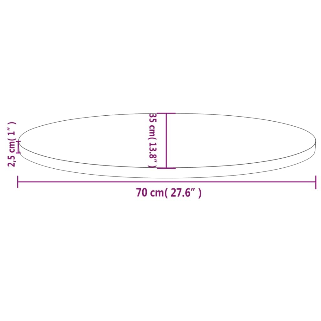 vidaXL Tablero de Mesa 70x35x2,5 cm de Madera Maciza de Pino Ovalado