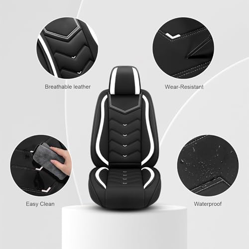 Image of Car Seat Cover for MINI Hardtop 2013-2026, Seat Covers Full Set,Non-Slip Waterproof seat Cover,Wear-Resistant Nappa Leather car seat Covers. (Standard 5 Seats /Black White)