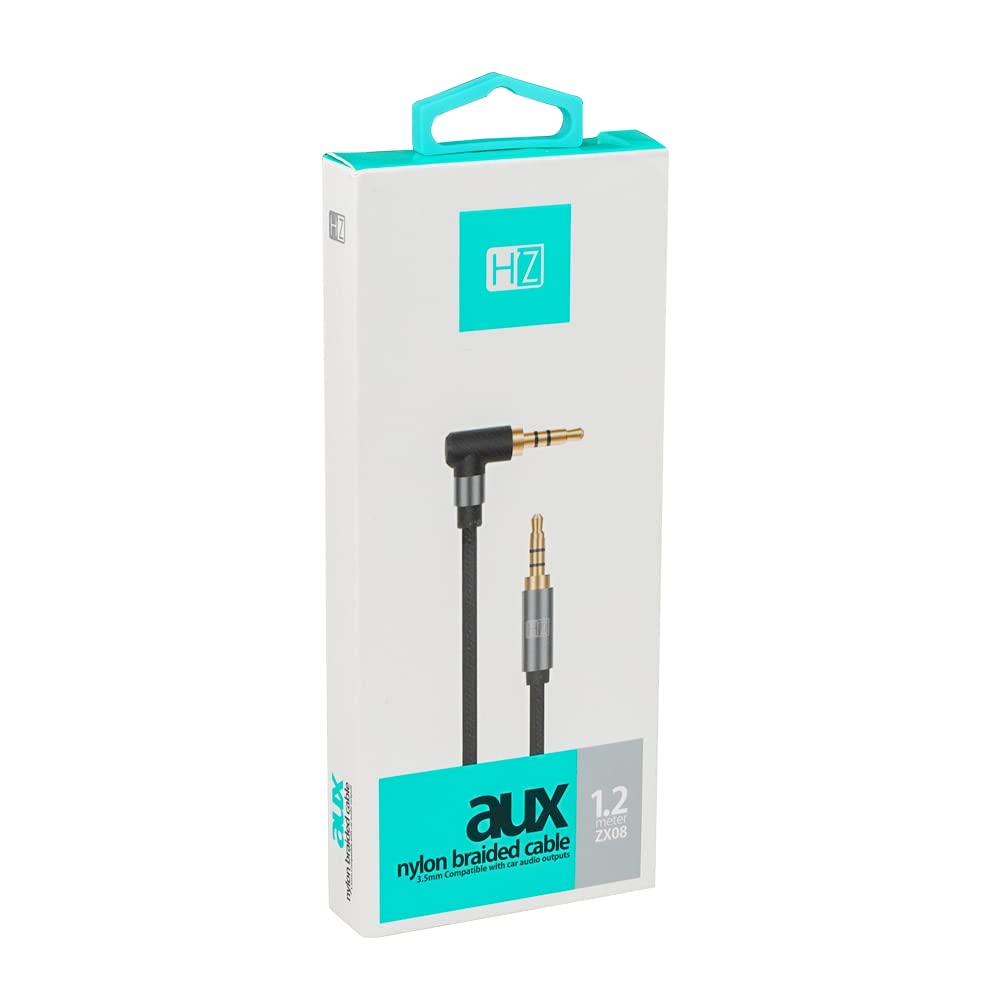 3/5 ask様 HEATZ 1.2 meter Nylon Braided 3.5 Right angle Aux cable male and