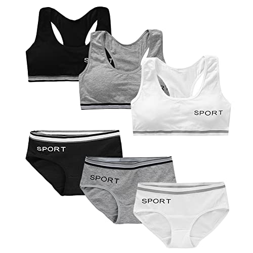 Girls’ Training Bra Set - 6PCS Girls Cotton Training Bras Sports Racerback Training Bralettes and Underwear Panties - Main Image