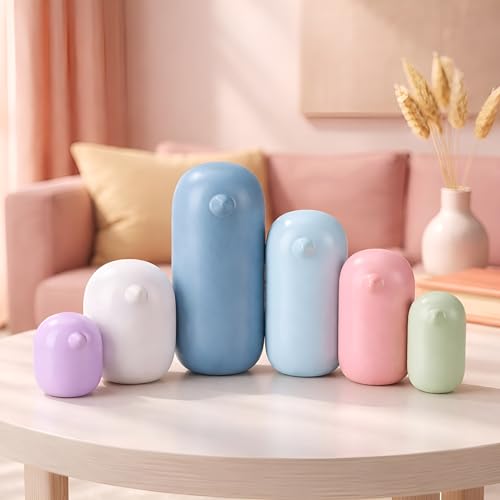 Image of Xtore Charming Pastel Penguin Sculpture Set for Home & Office Decor | Contemporary Minimalist Showpieces for Living Room, Desk, Shelf & Coffee Table Styling (Multicolor, Set of 6)