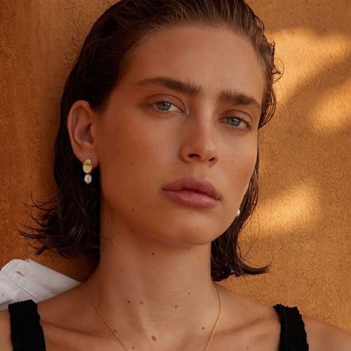 Gold Earrings 14k Gold Plated Hoop Earrings Dainty Pearl hoop Disc Coin Bead Starfish Teardrop Circle Dangle Drop Earrings for Women Hypoallergenic Jewelry Gifts2