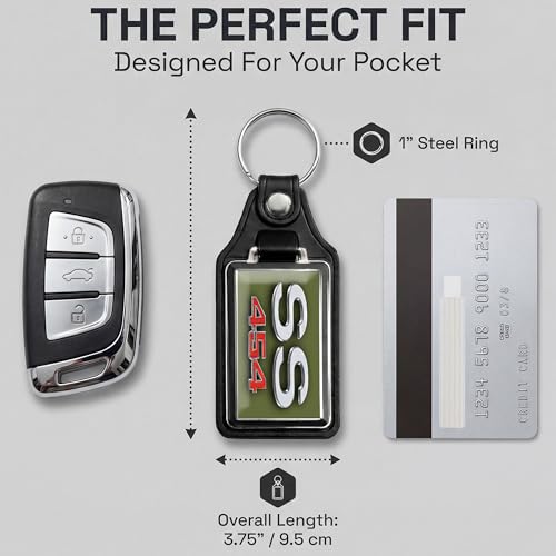Image of Brotherhood 1970 Compatible with SS 454 Engine Citrus Green Emblem Design Key Chain Key Holder Key Ring For Men Heavy Duty Car Key Ring For Men and Women