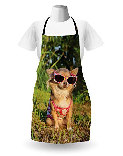 ABAKUHAUS Chihuahua Kochschürze, Hund mit Riemchen Top, Fett Schmutz abweichent Waschbar Farbe verblassen Nicht, Mehrfarbig