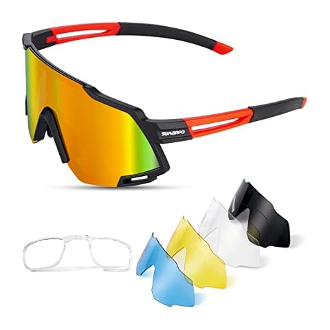 SUMARPO Cycling Glasses - Polarized, UV400 Protection, Lightweight Sports Sunglasses for Men and Women, 5 Interchangeable Lenses Cover