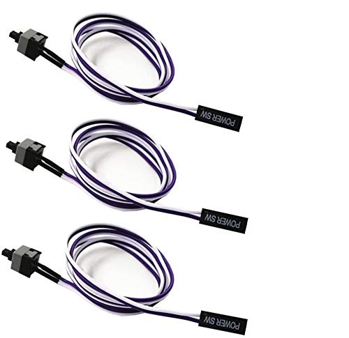 2 Pin SW PC Power Cable on/Switch Wire Off Push Button ATX Computer 45cm -3Pack