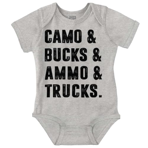 Image of Brisco Brands Camo Bucks Trucks Cute Hunter Son Baby Bodysuit Jumper Boys