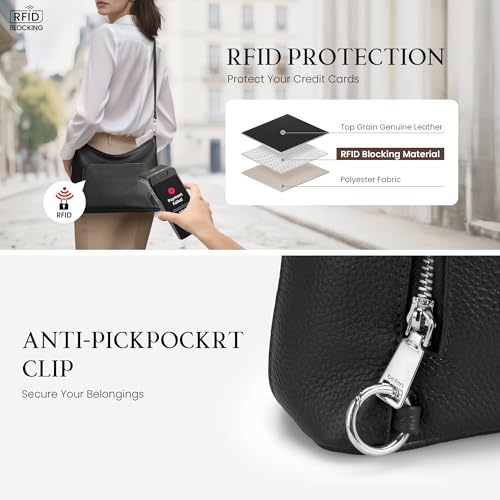 Image of befen Genuine Leather Hobo Bag Purses for Women, Anti Theft Leather Purse