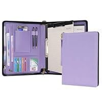 Porte-documents A4 En Cuir PU - Padfolio Avec Fermeture Zip, Anneaux Détachables Et Poches Organisatrices - Noir Professionnel