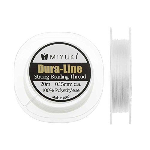Miyuki Dura-Line Braided Beading Thread, 18Lb Test 0.15Mm (0.006") Thick, 20 Meters, White #TOP17