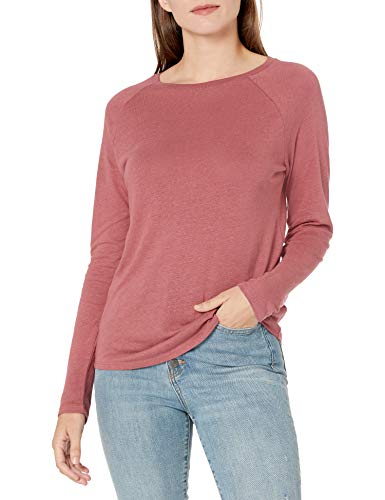 Amazon Brand - Goodthreads Women's Linen Modal Jersey Long-Sleeve Raglan T-Shirt, Dark Rose, Medium