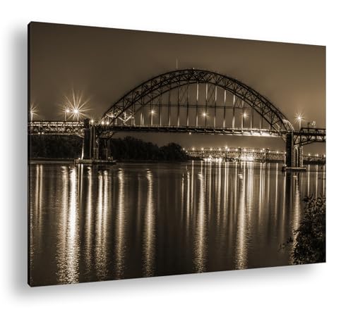 Toile Philadelphie pont sépia 90x60 cm deyoli sur cadre bois