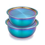 Mixing Bowl Set 18/8 Stainless Steel, Rainbow Salad Bowls 3 Piece Colorful Nesting Bowl Deep for Chef Prep Cooking, Baking, Salad Fruit, Food Preparation, Cake Measure Bowl Includes 1.5 L, 2.5L, 4L