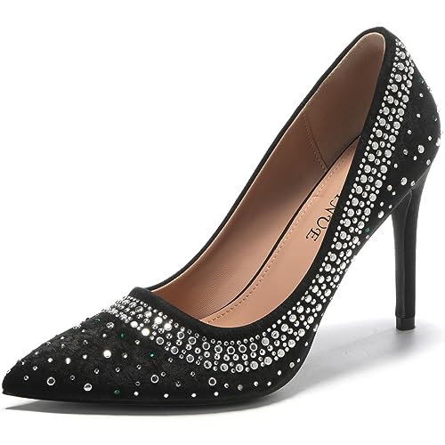 Women's Pumps Sexy Rhinestone High Heels 4 inch Pointed Closed Toe Stiletto Heel Evening Party Wedding Comfortable Dress Shoes