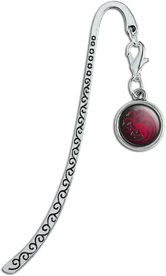 Game of Thrones Targaryen Sigil Metal Bookmark Page Marker with Charm