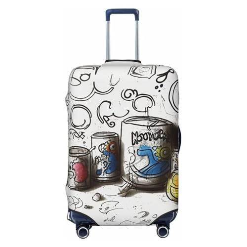 Travel Luggage Cover Graffiti on various objects Suitcase Protector Elastic Washable Stretch Suitcase Protector Anti-Scratch Travel Suitcase Cover Fit 18-32 Inch Luggage