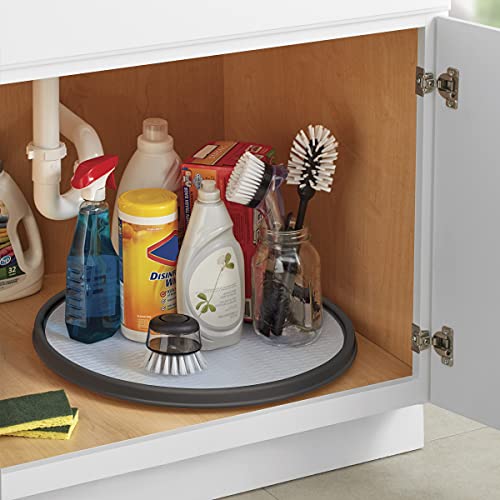 Image of Copco Non-Skid Pantry Cabinet Lazy Susan Turntable, 18-Inch, Charcoal /Light Gray