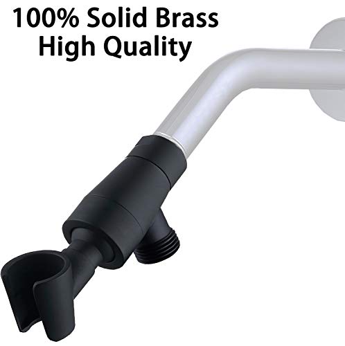 Brass Shower Head Holder for Hand Held Showerhead, Adjustable Shower Arm Bracket Mount, Universal Shower Arm Adapter (Matte Black) - Thumbnail 4