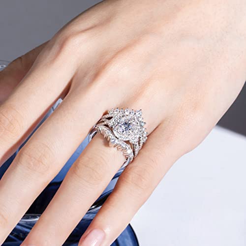 CannyCat Oval Cut Moissanite Wedding Ring Sets for Women Infinity 3.88 CTTW Moissanite Cathedral Rings with Curved Enhancers Bridal Set Anniversary Engagement Ring Set (size-5.5)3