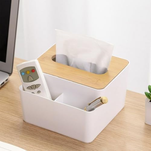 Image of Tissue Storage Box, White | Home Decor, Living Room, Paper Towel Case Cover, Office