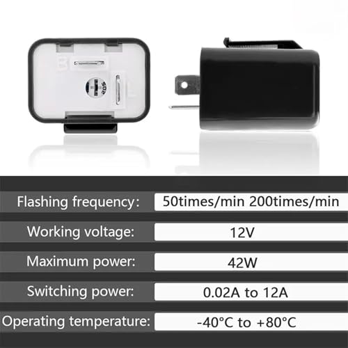 Relé intermitente electrónico LED de 2 pines de 12V ajustable para luces de moto 6