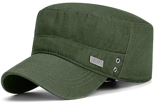 PTDTSHOU Cotton Military Caps for Men Women Unisex Flat Top Hat Adjustable Cadet Army Cap
