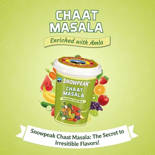 Image of Snowpeak Combo Pack Chaat Masala 50g x 2 + Tea Masala 50g x 2 |Chatpata Chaat Seasoning for Fruits, Snacks & Salads | Aromatic Masala Chai Blend 13 spices | 100% Natural, No Preservatives | Digestive & Refreshing, 200g Total